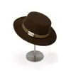 Sombrero de Lana de Ala Plana con Cinturón Estilo Francés para Mujer, Sombrero de Fieltro Versátil para Moda de Otoño e Invierno, Sombrero de Jazz Retro para Socialité