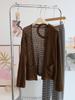 Cardigan de Crochê Renda para Mulheres, Versão Coreana de Outono, Suéter Transparente de Manga Longa Solto Emagrecedor, Xale Casaco