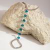Joyería Transfronteriza Europea y Americana Estilo Playa Cadena de Dedo del Pie con Cuentas Azules Cadena Hueca Simple de Moda Decoración para Dedo del Pie para Mujeres