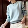 Nuevo suéter de comercio exterior, jersey casual para mujer, diseño de otoño con costuras de empalme, tejido de punto de cuello redondo para mujer