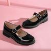 Sapatos Infantis de Camada Única para Todas as Estações Sapatos de Princesa em Couro Envernizado Femininos Sola Macia Velcro Cor Sólida Novos Sapatos de Couro para Meninas para Crianças de Meia-Idade e Grandes e Estudantes