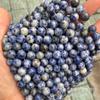 Sodalita natural fangna Piedra cuentas sueltas punto blanco orquídea cuentas redondas accesorios de joyería diy cuentas para pulsera al por mayor