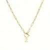Collar con Cadena de Clip de Papel y Cierre de Hebilla de Ot Acero Inoxidable Colgante de 26 Letras Personalizado Versátil Joyería de Moda Letras de Tu Elección