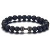 Nova pulseira de miçangas pedra vulcânica haltere joias europeias e americanas homens e mulheres pedra natural acessórios quentes transfronteiriços