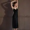 Larga Camisón de Verano Sexy de Seda Hielo para Mujer, Vestido Largo con Tirantes, Ropa de Dormir de Seda, Ropa de Casa, Comercio Transfronterizo