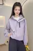 2675 Chaqueta Corta con Capucha para Mujer 2026 Otoño Petite Estilo Coreano Holgada Casual Versátil Chaqueta Top de Principios de Otoño