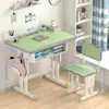 80*50 Mesa de Estudo para Casa e Estudantes e Conjunto de Cadeira Mesa de Aprendizagem Infantil Ajustável com Elevação Mesa de Escrita para Lição de Casa e Conjunto de Cadeira