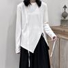NANAKOR Yamamoto yaosi Primavera e Outono novo nicho irregular camiseta de manga comprida feminina simples cor sólida solta top