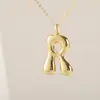 Venta Caliente Transfronteriza 18K Liso Lindo Versión Q Gordito Burbuja Colgante Alfabeto 26 Letras Estilo Minimalista de Nicho