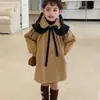 Ropa infantil abrigo para niñas lunares con cordones doble cuello cortavientos prenda exterior 26 Primavera/Otoño nuevo estilo comercio exterior ropa infantil dropshipping
