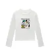 Camiseta Gris de Manga Larga con Cuello Redondo para Mujer, Nuevo Estilo Primavera y Otoño, Estampado de Mickey Mouse de Dibujos Animados, Top Ajustado, Camiseta Base