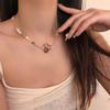Colar Francês Super Fada Elegante Colorido Gota de Óleo Borboleta Contas de Arroz Corrente de Clavícula Pérola de Água Doce Pedra Natural Corrente de Colar