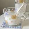 Estilo vidrio lindo aspecto de alta calidad diseño estilo japonés taza de agua niña hogar leche avena taza de desayuno