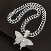 Lámpara Colgante de Mariposa con Incrustaciones de Diamantes Transfronteriza Cadena Cubana de Lujo Hip-Hop Unisex Accesorios de Joyería Collar Hip-Hop Venta al por Mayor