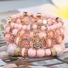 Pulseira Boho Étnica Europeia e Americana Novo Estilo de Cristal Multicamadas com Pingente de Borboleta e Joia de Mão com Contas, Retrô Artístico