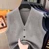 Suéter de Lana Puyuan Invierno 2025 para Hombre, Nuevo Suéter de Lana con Cuello en V, Chaleco de Negocios para Hombre, Suéter de Punto para Hombre