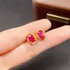 Pendientes de Rubí Natural Transfronterizos Accesorios de Piedras Preciosas Nicho Alta Gama Joyería de Plata 925 Fábrica de Moda 5*7