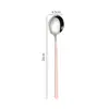 Cuchara Redonda de Acero Inoxidable Estilo Coreano Cuchara Jingle Celebridad de Internet Cuchara de Mango Largo Casera para Tremella y Nido de Pájaro Cuchara para Postre de Boda