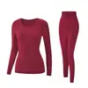 Conjunto de Roupa Íntima Térmica de Cor Sólida para Mulheres, Camada Base Emagrecedora, Roupas e Calças de Outono Modeladoras