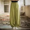 (Personalizado) 26 Pantalones Largos Tie-Dye de Ramio Otoñales Desgastados, Pantalones Casuales Versátiles Artísticos de Algodón y Lino, Pantalones Únicos de Linterna para Viaje