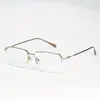 0048 Armazón para Gafas de Hombre Ultra Ligero Titanio Puro Titanio Pluma Marco Ultra Delgado Alambre Dorado Marco de Placa Modelo Cuadrado para Hombres de Negocios