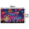 Banner de Decoración para Fiesta de Año Nuevo 2027 Tema Fluorescente Banner de Decoración para Fiesta de Nochevieja Tela de Fondo Espiral