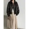 Chaqueta de Piel Sintética Vintage Luxi con Cuello de Solapa y Botones para Mujer, Nueva para Otoño 2026, Versátil, Ceñida a la Cintura, Chaqueta de Motociclista Casual 99047