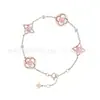 Casa del Burro Versión Alta Pulsera de Ágata Roja de Cinco Flores Cuatro Flores para Mujer Collar de Flor Antigua Chapado en Oro Rosa de 18k Lujo Ligero