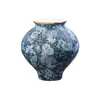 Vaso de cerâmica com decalque vintage desgastado de Jingdezhen para entrada de villa, vaso para arranjo de flores secas de ramo de hortênsia, vaso de flores de mesa estilo chinês novo