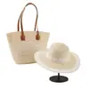 Chapéu de Palha com Cadarço e Laço Estilo Coreano, Chapéu Dobrável para Pais e Filhos, Chapéu de Sol de Crochê com Aba Larga para Mulheres