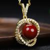 Estilo antigo feminino moda simples pingente incrustado de cinábrio com fivela de anel Sansheng Sanshi colar de diamante completo anel brincos de pino
