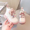 Botas de algodón para niñas, Botas de cuero de Kuromi, Botas Martin de una sola capa para otoño e invierno, Botines cortos para niños de tamaño mediano y grande 2025, Botas suaves y de moda para princesitas