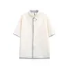Yidao Vintage 2026 Verão Novo Retrô Americano Tendência Peça Falsa Dupla Cor Contrastante Xadrez Gola Reversível Manga Curta Camisa para Homem