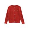 Cárdigan Suéter Bordado de Cerezas para Niñas Otoño Infantil Lindo Vintage Tejido de Punto Trenzado Casual Top Chaqueta