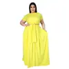 AP7025 Moda Europeia e Americana Plus Size Roupas Femininas Amazon Transfronteiriço Cor Sólida Alça Cruzada Saia de Barra Larga Conjunto de Duas Peças