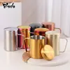 Taza Aislada de Doble Capa de Acero Inoxidable 304 con Asa y Tapa, Taza para el Hogar, Taza de Té, Taza de Café con Leche, Taza Grande, Anticaídas