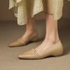 Zapatos Mary Jane Tejidos Estilo Retro Francés de Piel de Vacuno de Primera Capa 2022 Otoño con Plataforma Interior Tacón Alto Puntera Cuadrada Pequeña Zapatos de Piel Genuina para Mujer