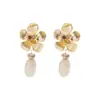 E15140 Pendientes de Flor de Metal Estilo Artístico Retro con Diseño Único Colgantes de Resina en Forma de Gota Pendientes de Moda para Mujer