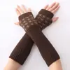 Luvas de Manga Jacquard G-10 Pied-de-Poule Moda Quente Outono e Inverno Comprimento Médio Tricô Lã Exposta Meio Dedo Mangas