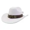 Sombrero de Vaquero Occidental Transfronterizo Nuevo para Hombres y Mujeres Sombrero de Fieltro de Lana Sombrero de Ala Ancha Estilo Minoritario Sombrero de Jazz YZD034