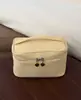 Bolsa organizadora de maquiagem, pequeno design na cor amarelo manteiga, conjunto de bolsas de maquiagem portátil e de grande capacidade, ideal para viagens e artigos de higiene pessoal