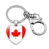 Llavero Retro Corazón Bandera Canadiense Hoja de Arce Forma de Corazón Piedra de Tiempo Colgante para Bolso Coche Souvenir
