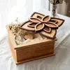 Caja de regalo de tarjeta de felicitación de madera nueva más vendida transfronteriza, suministros de boda, caja de tarjetas de presentación calada, caja de registro, caja de regalo de boda de madera