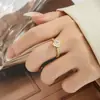 Anillo Abierto de Flor de Cuatro Hojas Brillante de Gama Alta Aleación de Cobre Chapado en Oro Real Circonita Anillo Ajustable para Dedo Índice