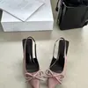 Zapatos de Salón de Tacón Alto con Lazo Francés para Mujer, Novedad Primavera/Verano, Absolutamente Hermosos, Punta Fina, Tacón de Aguja, Correa Trasera, Sandalias de Punta Cerrada