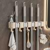 Soporte para Mopa sin Taladro Montado en Pared Solución de Almacenamiento Multifuncional para Baño, Soporte para Mopa Montado en Pared Fijo Fuerte