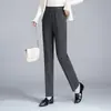 Calça reta de mistura de acetato e lã feita sob medida para mulheres, nova coleção outono/inverno 2026, corte solto, efeito emagrecedor, adequada para mães de meia-idade, uso casual
