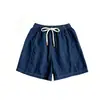 Shorts Jeans Azul Escuro com Cordão para Mulheres, Verão Cintura Alta Emagrecedor Esportivo Casual Hot Pants, Shorts Azul Lavado para Mulheres