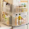 Estante de Almacenamiento para Film Transparente Canasta de Almacenamiento para Colgar en el Lado del Refrigerador Caja Organizadora de Condimentos para Huecos de Cocina sin Agujeros