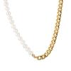 Collar de Perlas Empalmadas Cassia Nueva Cadena Clavícula Cadena Pulsera Acero Titanio Diseño Nicho Set de Joyería de Dos Piezas para Mujer